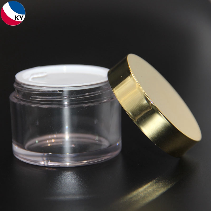 Quality Textured Cosmetic Face Cream Packaging Containers Thick Walled Material Round Gold 1 Oz Pet Plastic Jar With Lid