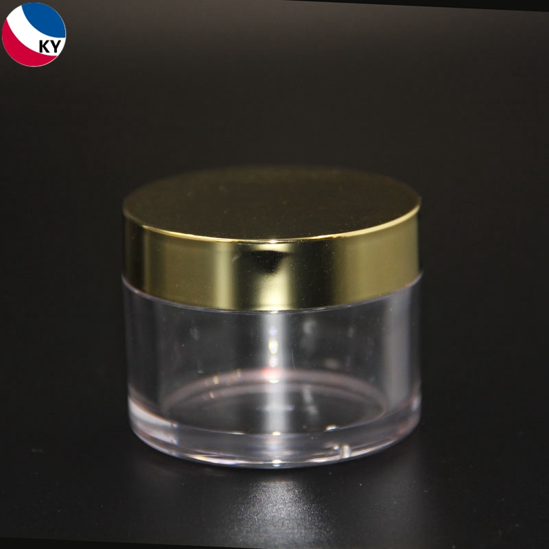 Quality Textured Cosmetic Face Cream Packaging Containers Thick Walled Material Round Gold 1 Oz Pet Plastic Jar With Lid
