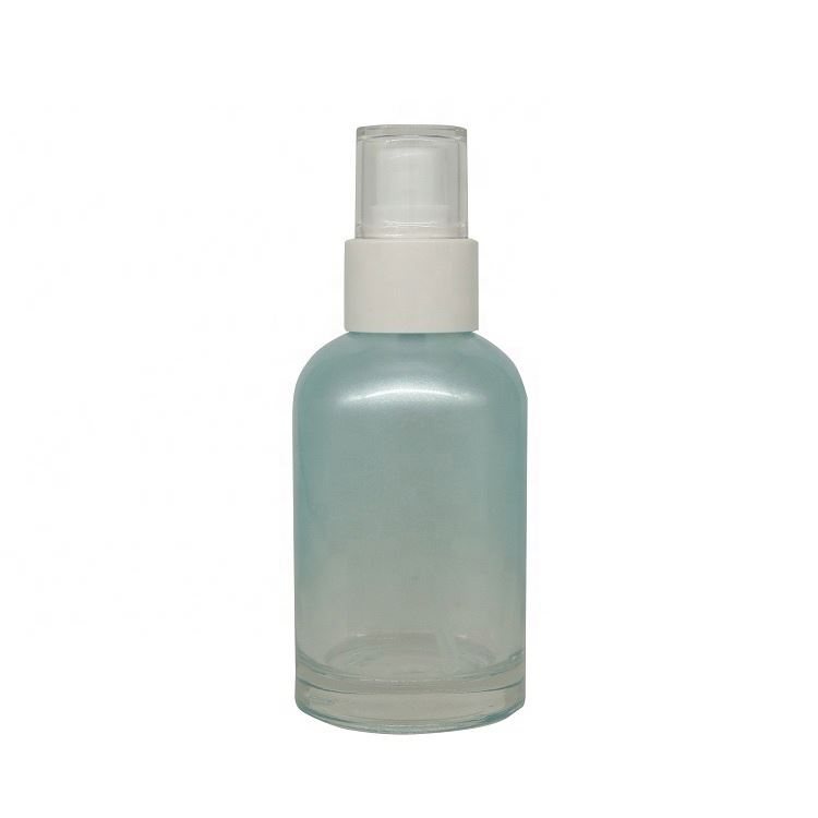Quality light blue glass cosmetic containers and packaging bottles for cream lotion