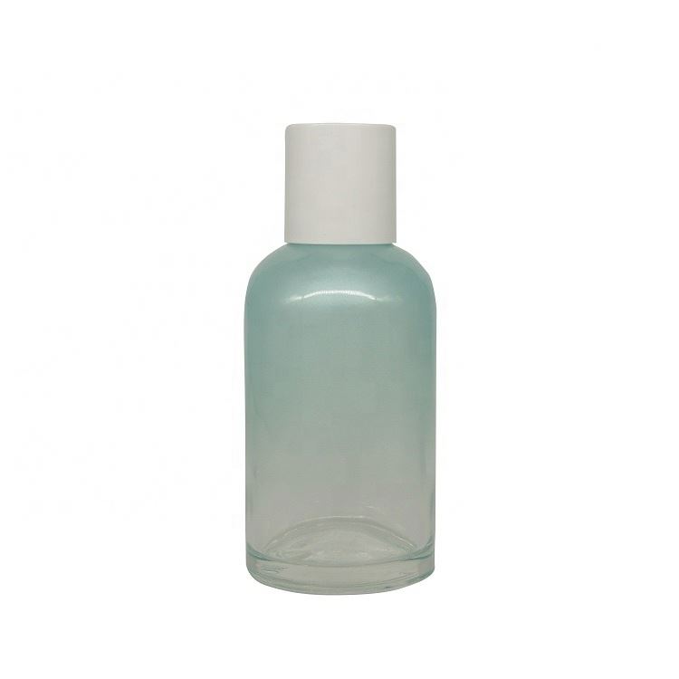 Quality light blue glass cosmetic containers and packaging bottles for cream lotion