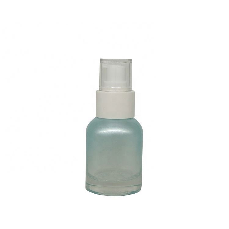 Quality light blue glass cosmetic containers and packaging bottles for cream lotion