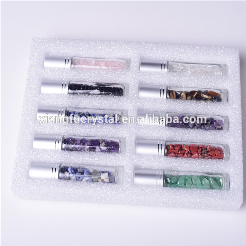 Quartz amethyst jade perfume bottle crystal gemstone essential oil roller ball bottle