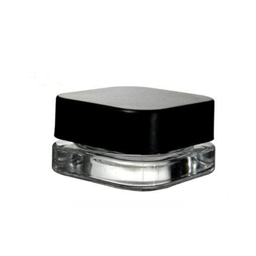 Qube 3ml 5ml 7ml 9ml blam opaque black white Square Premium Glass Concentrate Jar Clear Glass jar with Child Safe Lid