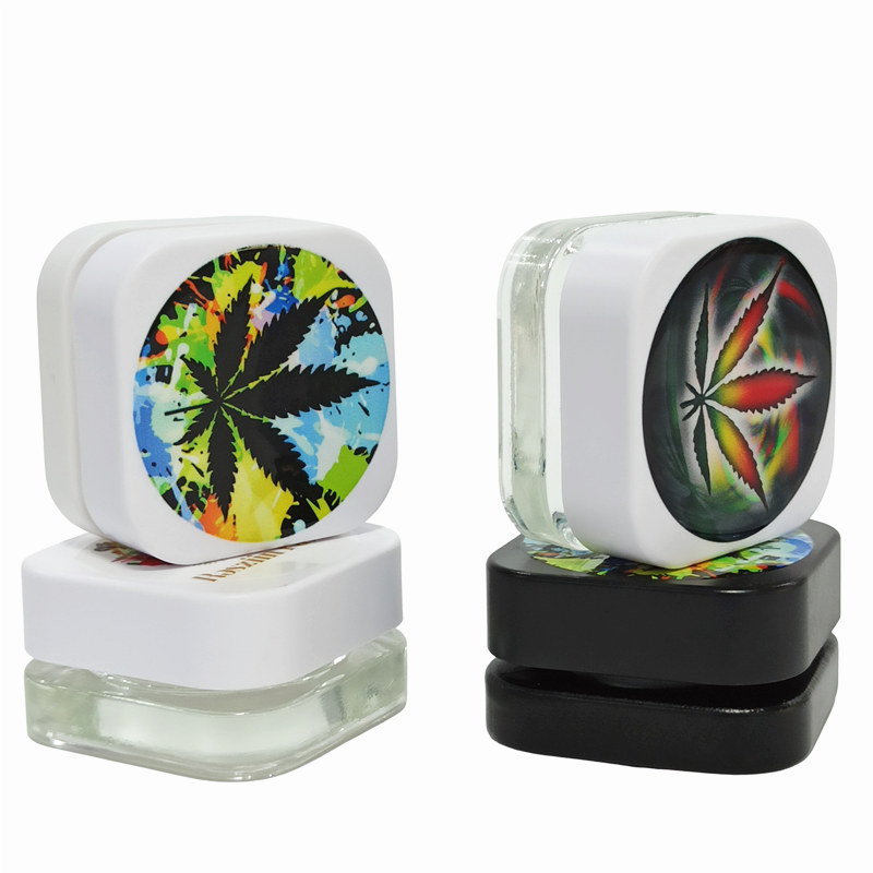 Qube 5ML 7ml 9ml Square Premium Glass Concentrate Jar Clear Glass jar with Child Safe Lid