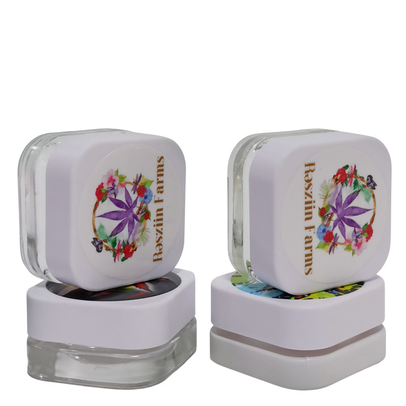 Qube 5mL Square Premium Glass Concentrate Jar Child Safe Opaque Clear Glass Jars