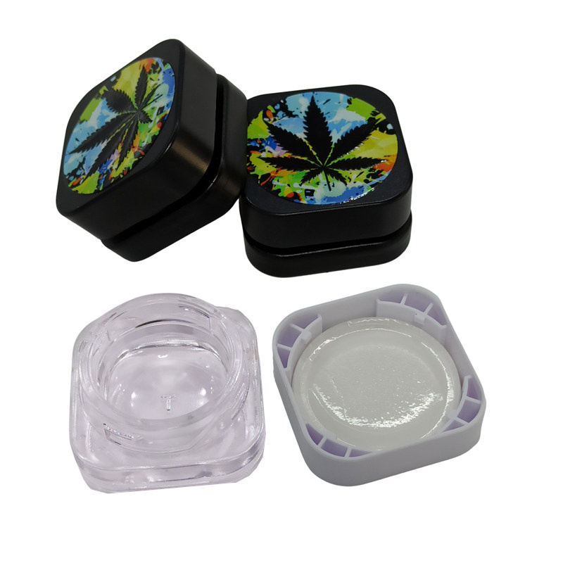 Qube 5mL Square Premium Glass Concentrate Jar Child Safe Opaque Clear Glass Jars