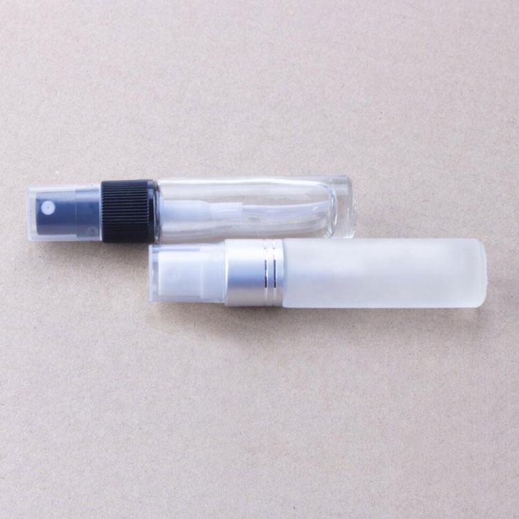 R16 empty portable amber/ frosted amber /clear thick 10 ml perfume glass bottle with black mist sprayer