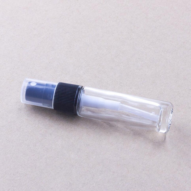 R16 empty portable amber/ frosted amber /clear thick 10 ml perfume glass bottle with black mist sprayer