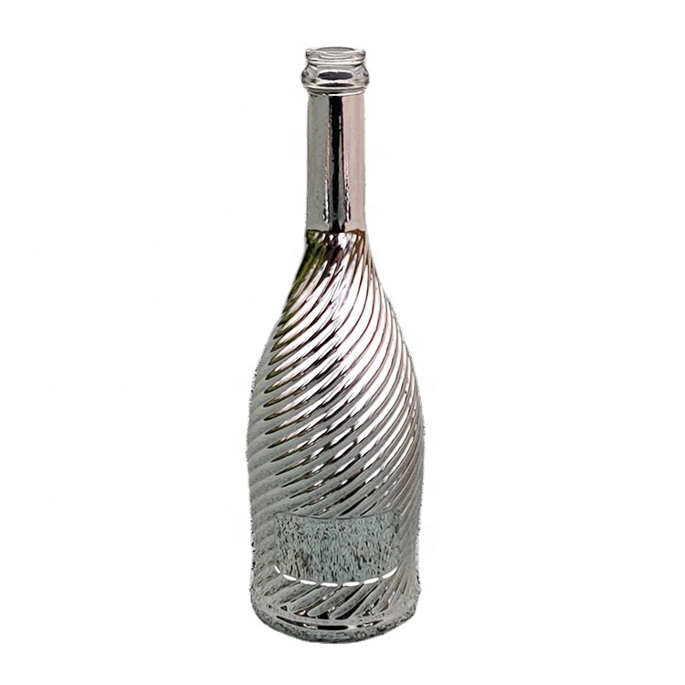 RSG Empty 700ml Spirits Champagne Container Colored High End Electroplated Round Silvered Luxury Liquor 750ml Glass Bottle