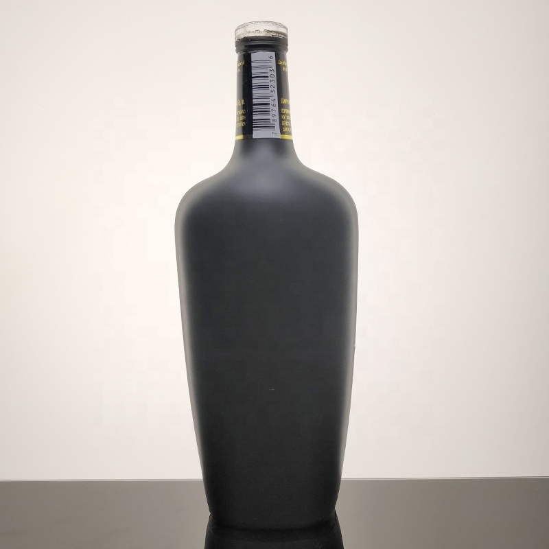 RSG Flint Oval Shape Vodka Rum 250ml 500ml Tequila Frost Glossy Matte Coated 750ml Black Glass Liquor Bottle whisky round