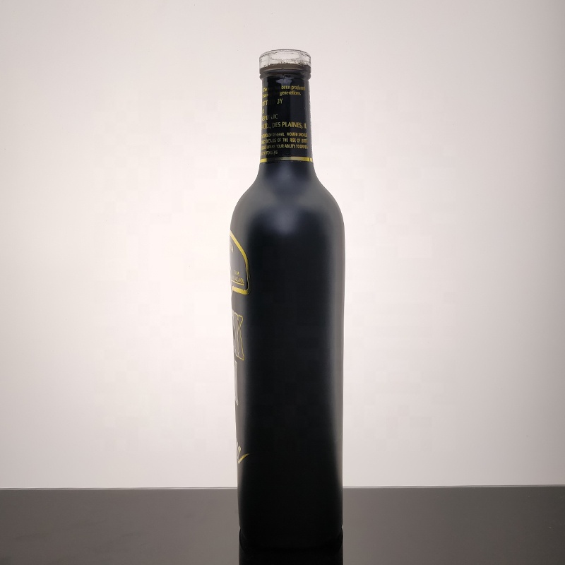 RSG Flint Oval Shape Vodka Rum 250ml 500ml Tequila Frost Glossy Matte Coated 750ml Black Glass Liquor Bottle whisky round