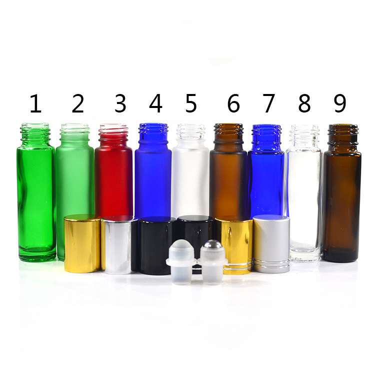 RUIJIA ROLL ON BOTTLE 4ml 6ml 8ml 10ml transparent roller glass bottle silver gold cap steel roll on bottle