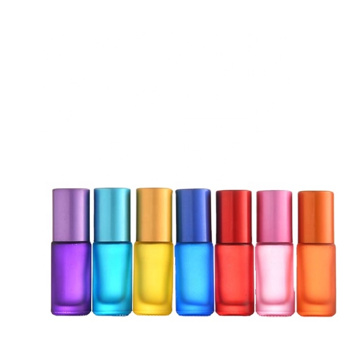 Rainbow color 5ml essential oil or perfume roller bottle