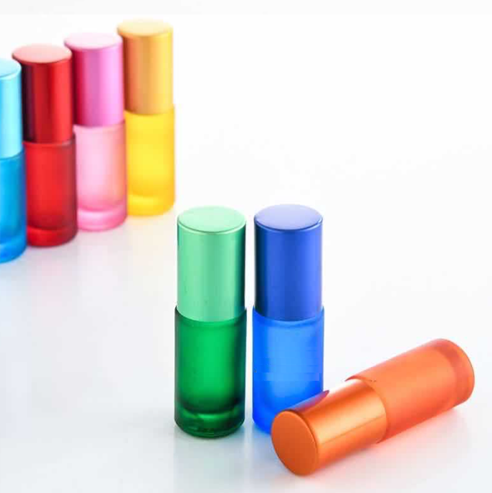 Rainbow color 5ml essential oil or perfume roller bottle