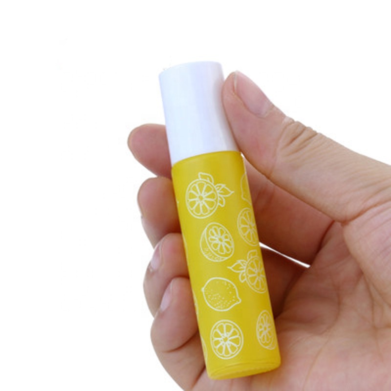 Rainbow in stock 10ml macaron round empty thick lightproof essential oil glass roll on bottle with white screw lid