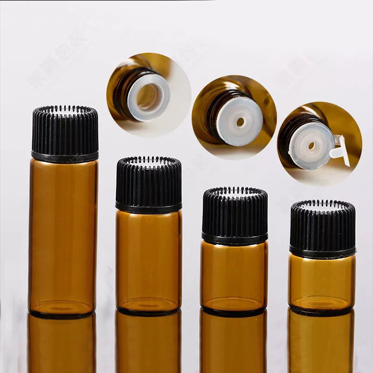 Read To Ship Transparent Amber Mini Small Travel Dropper Glass 1ml 2ml 3ml 5ml Essential Oil Sample Bottle Vials for Traveling