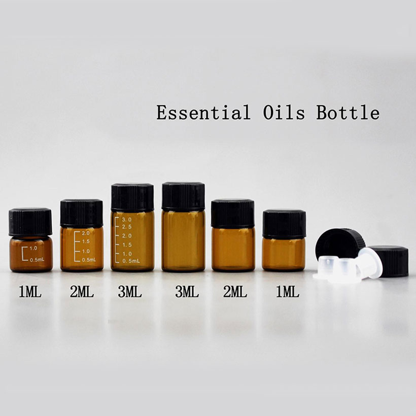 Read To Ship Transparent Amber Mini Small Travel Dropper Glass 1ml 2ml 3ml 5ml Essential Oil Sample Bottle Vials for Traveling