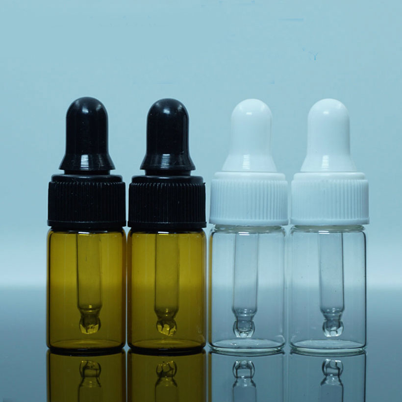 Read To Ship Transparent Amber Mini Small Travel Dropper Glass 1ml 2ml 3ml 5ml Essential Oil Sample Bottle Vials for Traveling