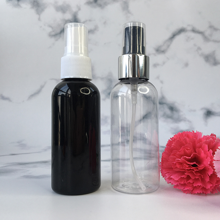 Ready To Ship 100ml 50ml Boston Round Amber Pet Plastic Bottles Manufacturer Cosmetic Spray Bottle