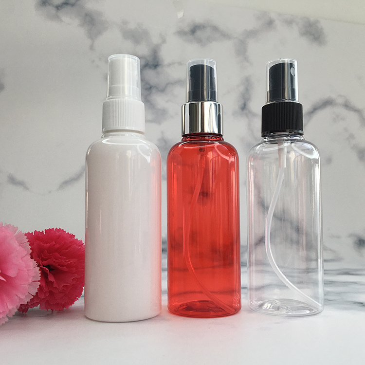 Ready To Ship 100ml 50ml Boston Round Amber Pet Plastic Bottles Manufacturer Cosmetic Spray Bottle