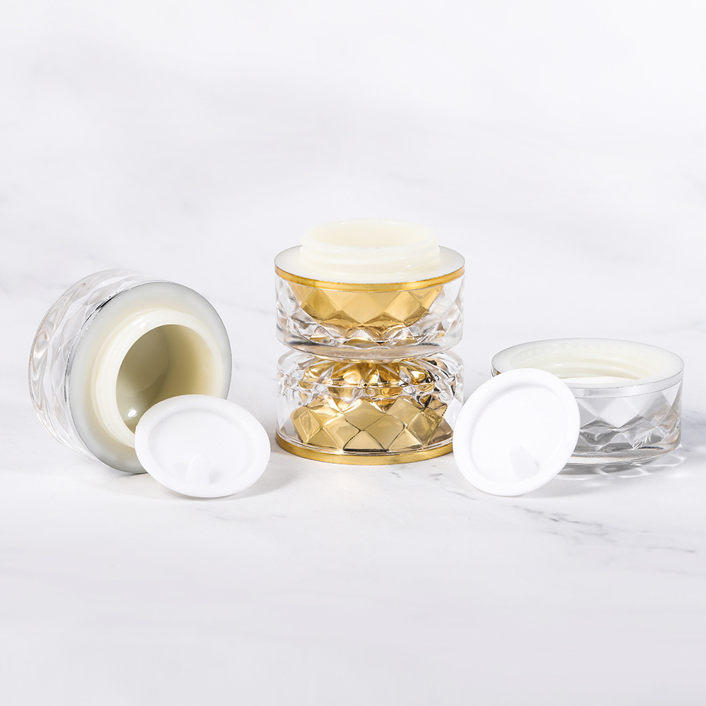 Ready To Ship 5g luxury elegant shiny mini gold silver empty plastic lip balm jar eye cream jar for eye cream lip blam scrub