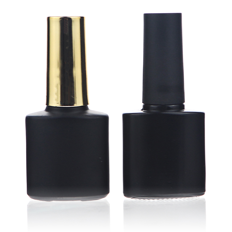 Ready To Ship Custom Made Cosmetic Glass Square Matte Black 5ml 10 ml 15ml Empty Nail Polish Bottles
