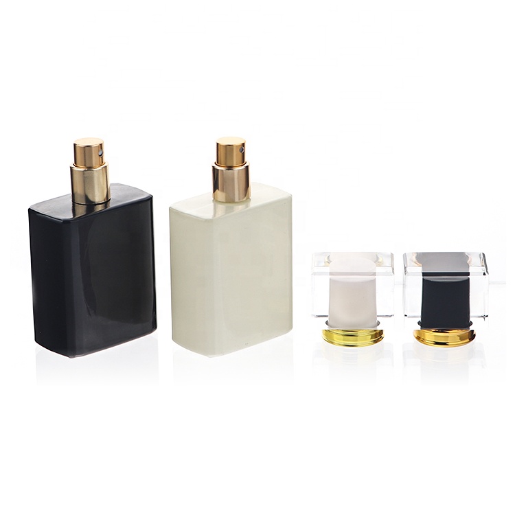 Ready To ship Luxury Design White Black Perfume Bottles 50ml Glass Square Bottle Perfume