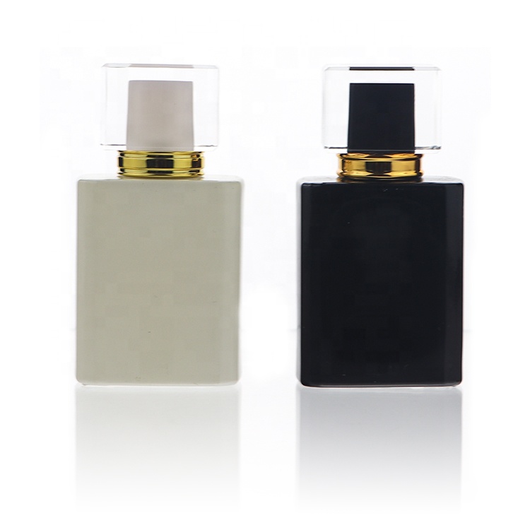 Ready To ship Luxury Design White Black Perfume Bottles 50ml Glass Square Bottle Perfume