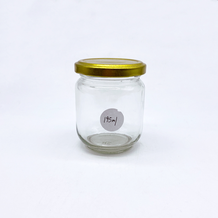 Ready goods stock round 195ml wide mouth glass storage jars with 63mm metal lid