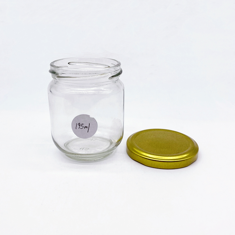 Ready goods stock round 195ml wide mouth glass storage jars with 63mm metal lid