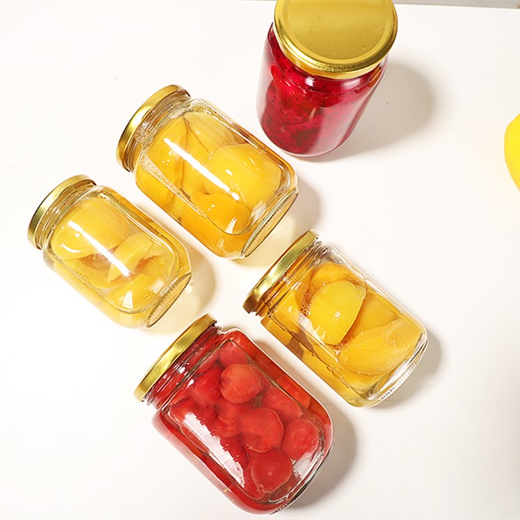 Ready stock 500ml 750ml canning jars bulk glass food jar with Aluminum Cap Canning fruit
