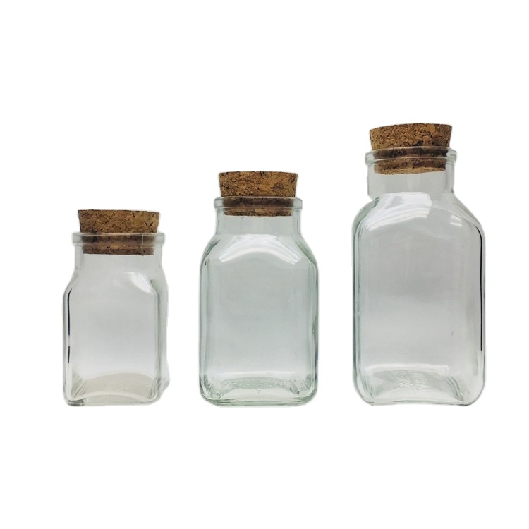 Ready stock Sealed Eco clear glass jars with wood lids cube glass container for pudding milk juice