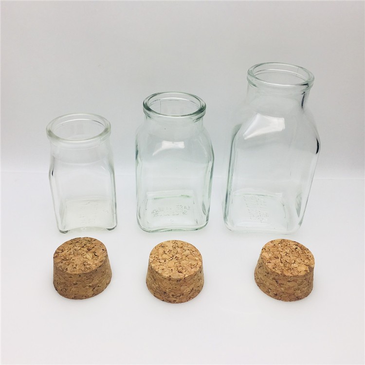 Ready stock Sealed Eco clear glass jars with wood lids cube glass container for pudding milk juice