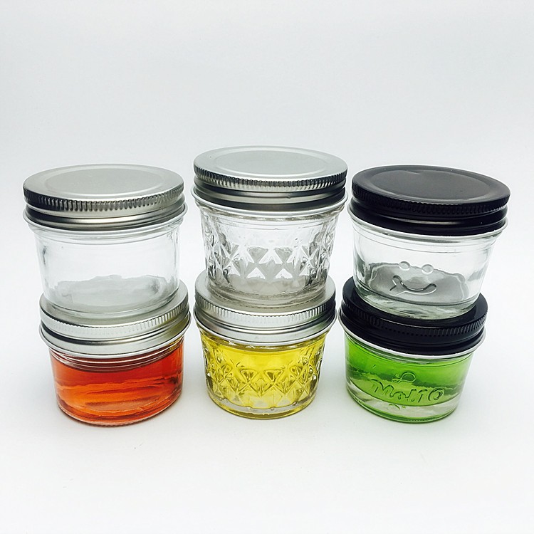 Ready stock Wide mouth round 4oz 8oz 16 oz small mason jars in bulk glass