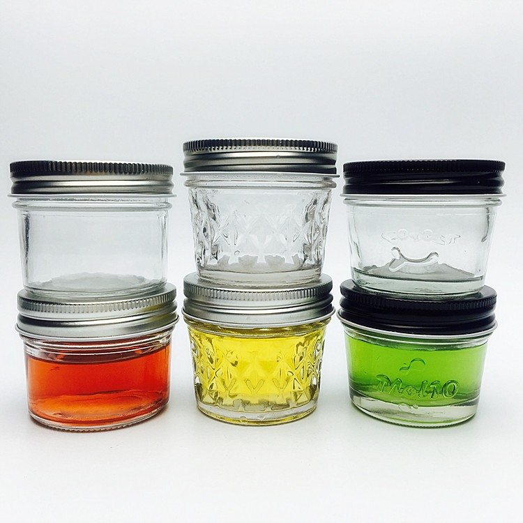 Ready stock Wide mouth round 4oz 8oz 16 oz small mason jars in bulk glass