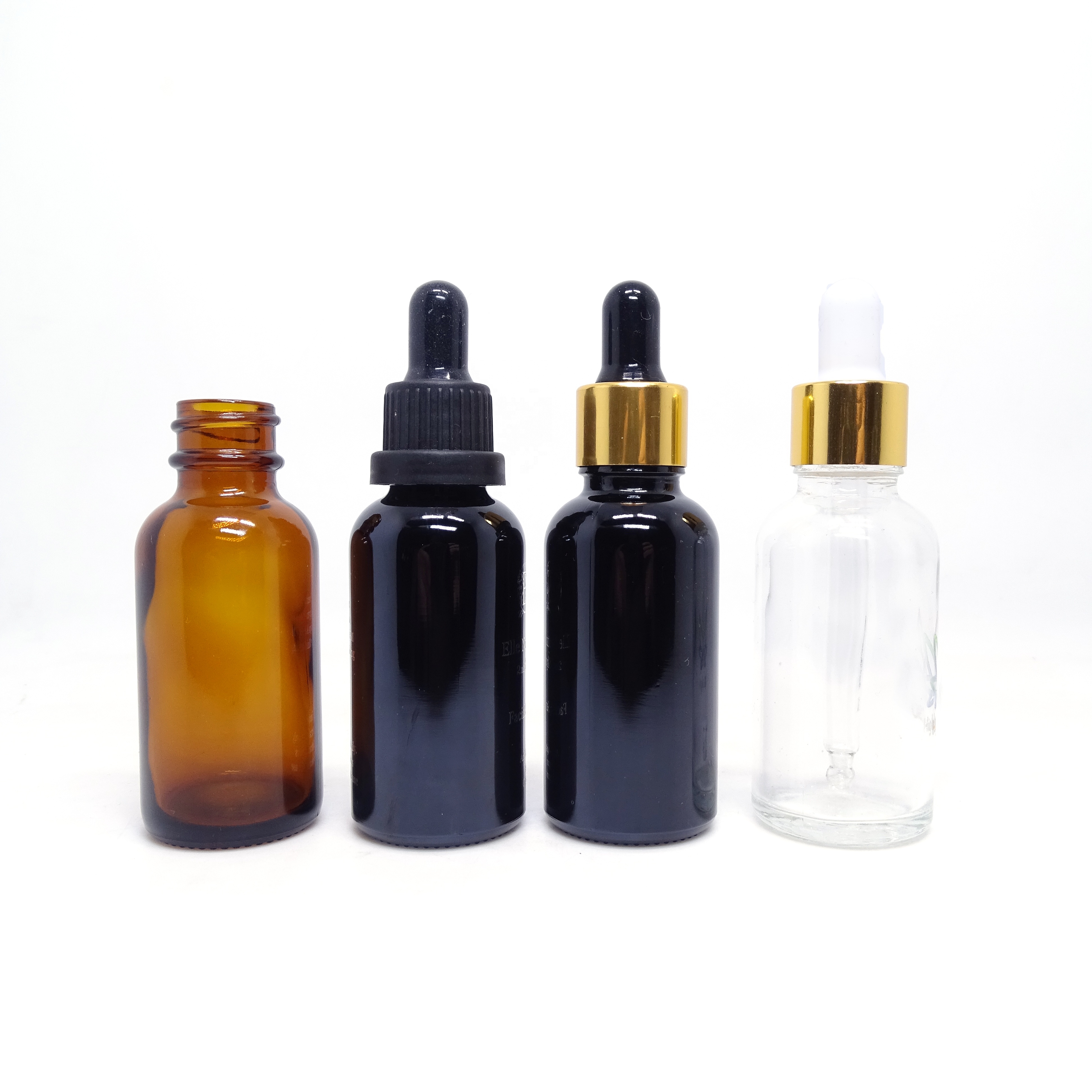 Ready stock amber black clear essential oil eye serum 30 ml 1 oz glass bottle with dropper