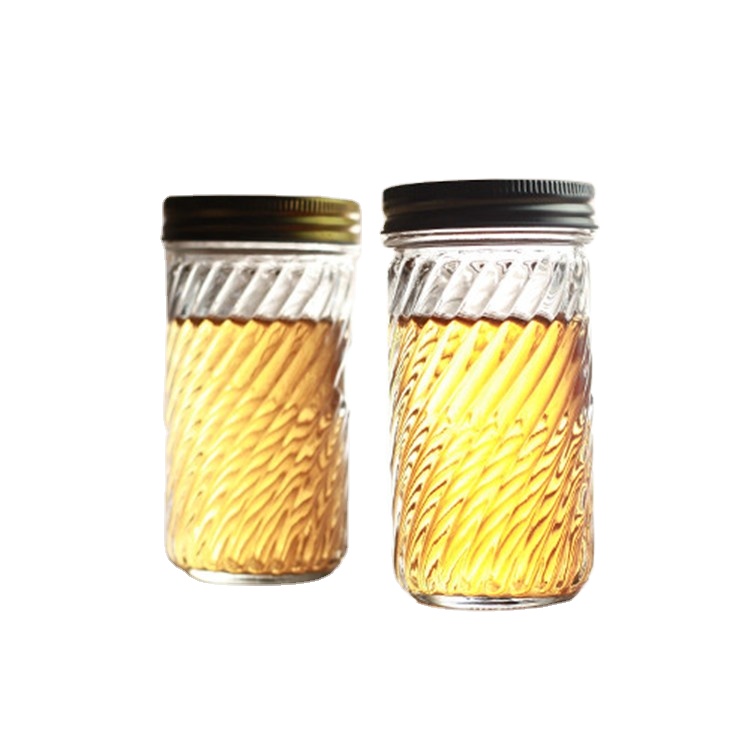 Ready stock glass jars with lids wholesale round emboss mason jar food container glass