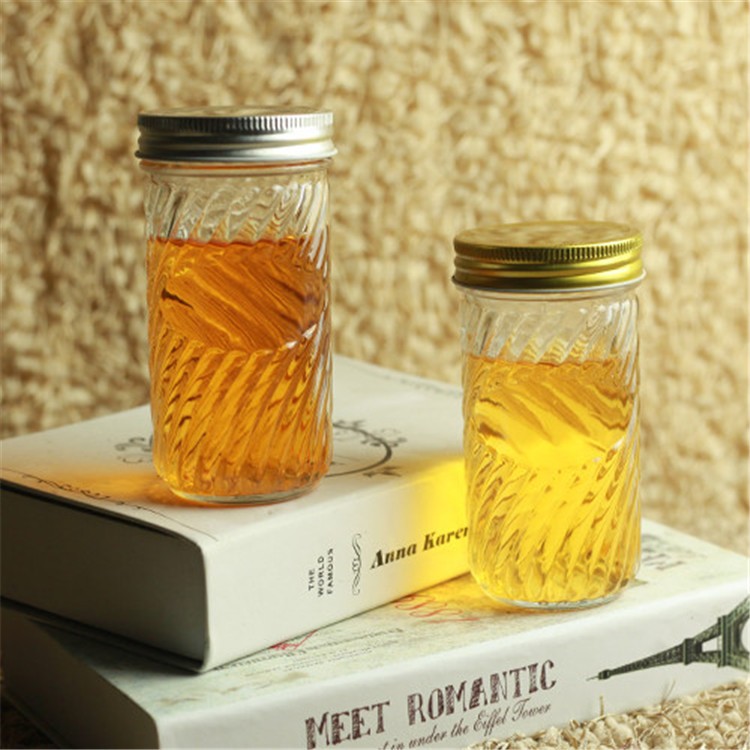 Ready stock glass jars with lids wholesale round emboss mason jar food container glass