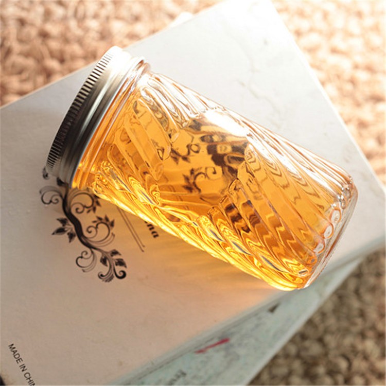 Ready stock glass jars with lids wholesale round emboss mason jar food container glass