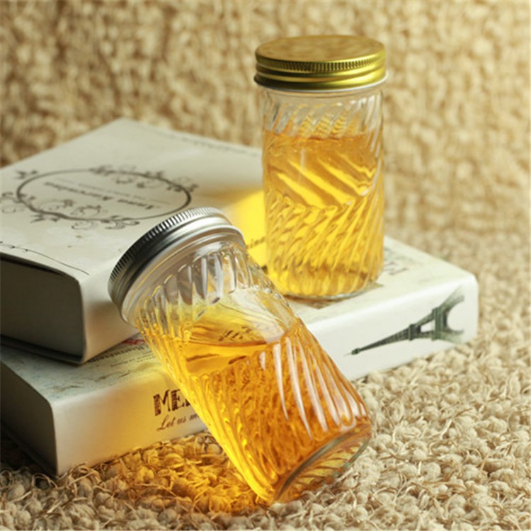 Ready stock glass jars with lids wholesale round emboss mason jar food container glass