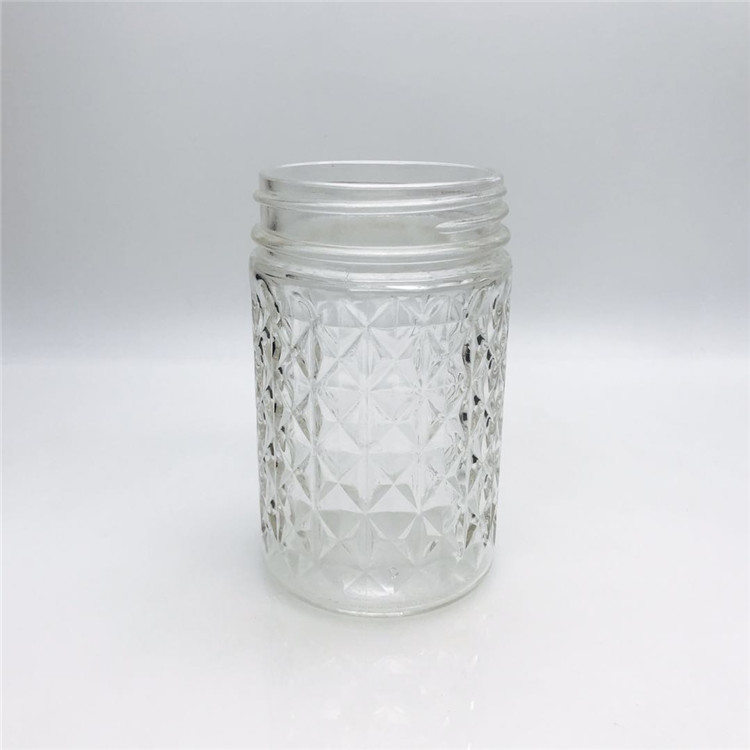 Ready stock glass jars with lids wholesale round emboss mason jar food container glass