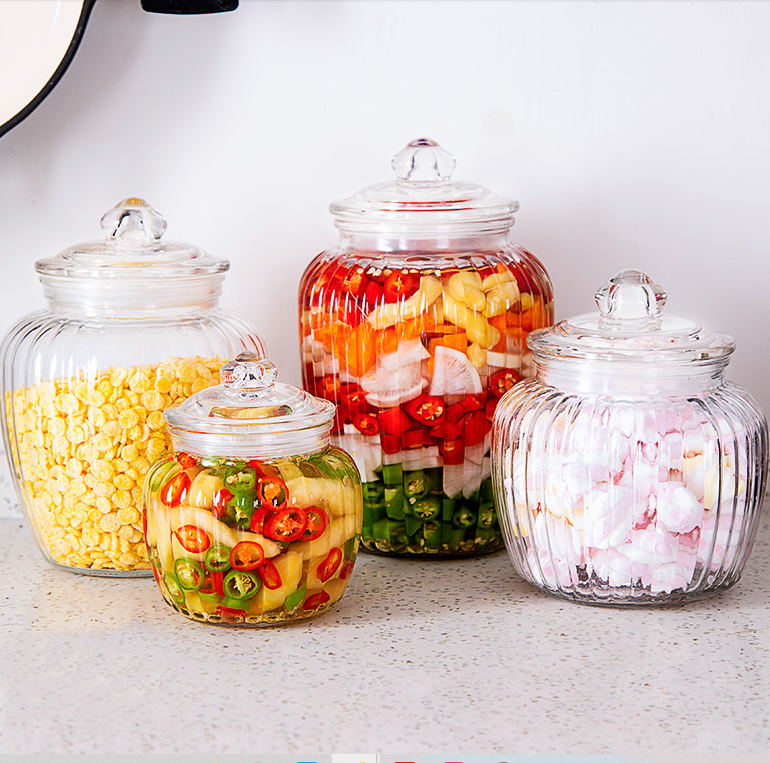Ready stock threaded glass spice jar with glass lid transparent glass airtight jars