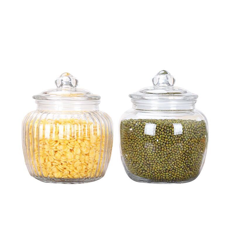 Ready stock threaded glass spice jar with glass lid transparent glass airtight jars