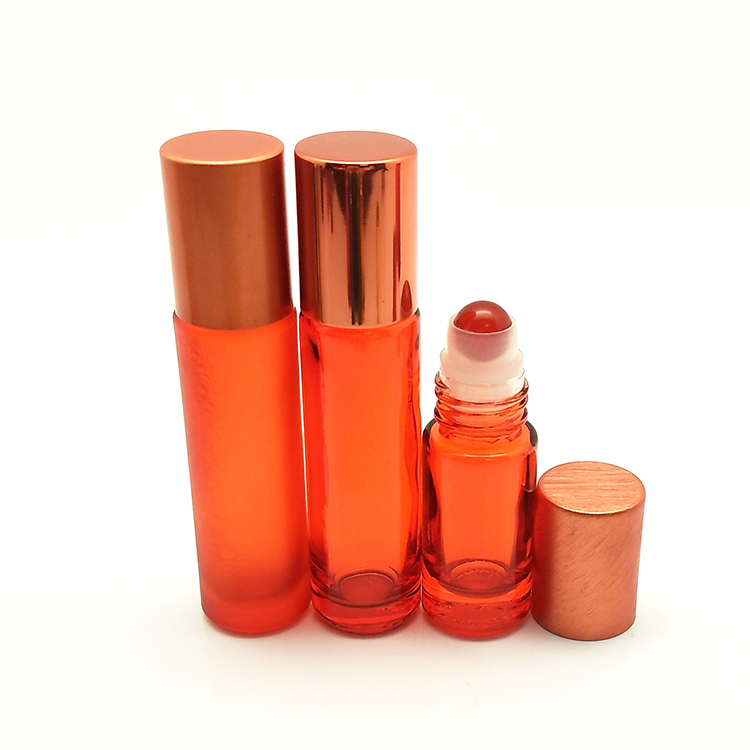 Ready to Ship 5 ml 10 ml Colorful Frosted Tubular Essential Oil Glass Roller Bottles with Lid