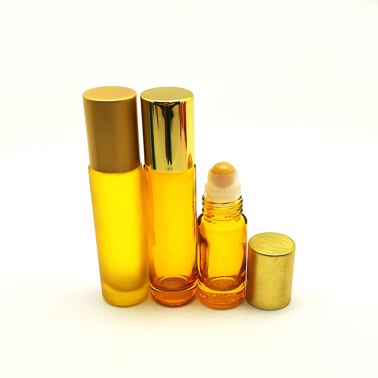 Ready to Ship 5 ml 10 ml Colorful Frosted Tubular Essential Oil Glass Roller Bottles with Lid