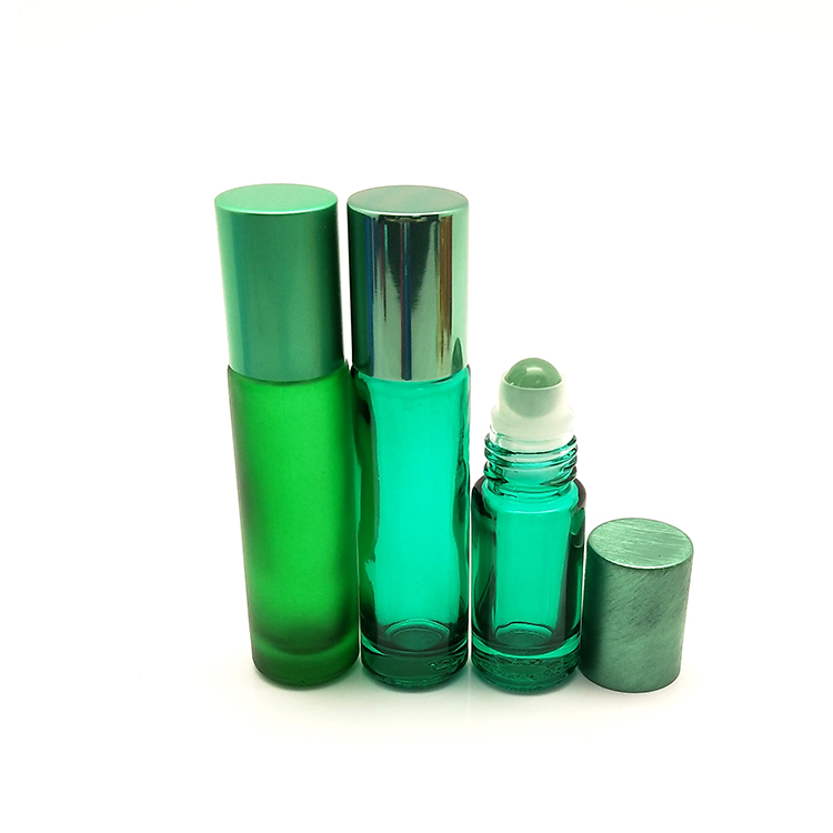 Ready to Ship 5 ml 10 ml Colorful Frosted Tubular Essential Oil Glass Roller Bottles with Lid