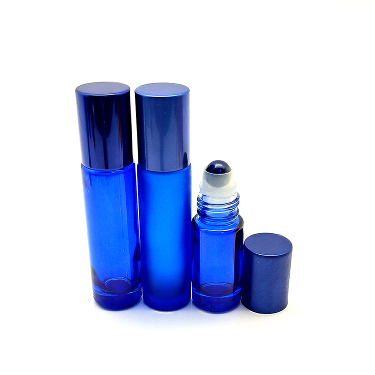 Ready to Ship 5 ml 10 ml Colorful Frosted Tubular Essential Oil Glass Roller Bottles with Lid