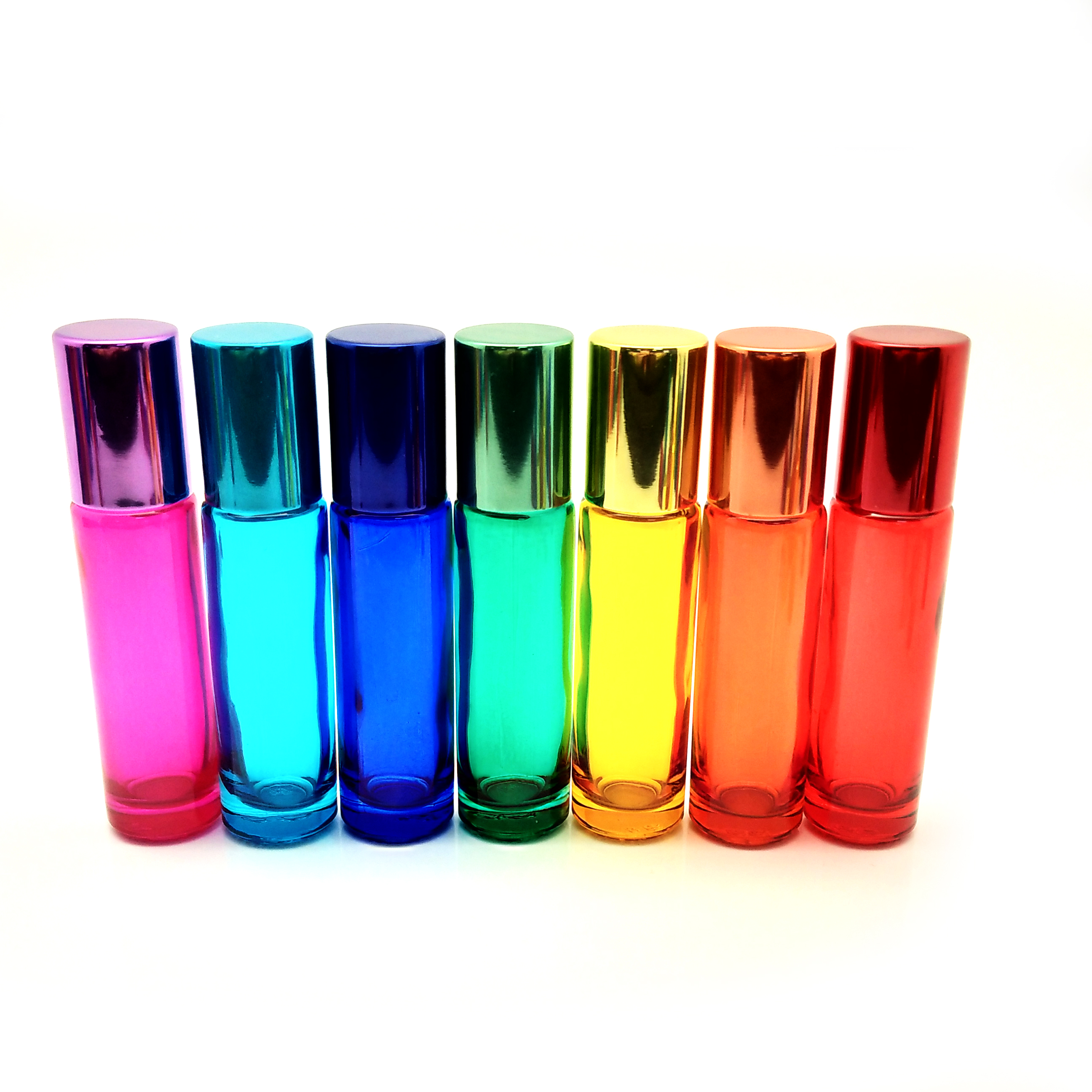 Ready to Ship 5 ml 10 ml Colorful Frosted Tubular Essential Oil Glass Roller Bottles with Lid