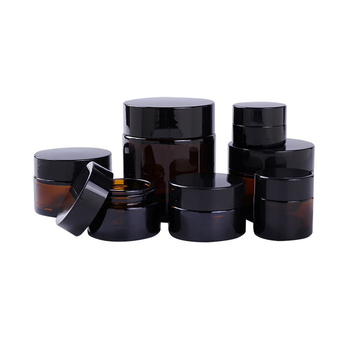 Ready to Ship Hot Selling 50g 100g amber color cosmetic empty cream glass jar