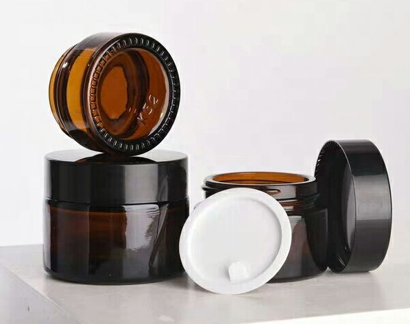 Ready to Ship Hot Selling 50g 100g amber color cosmetic empty cream glass jar